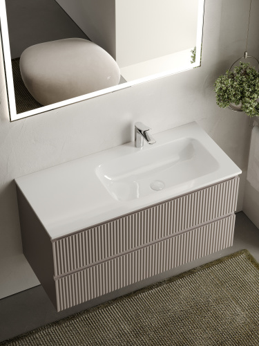 Тумба под раковину Sancos SNOB R SNR100RSM 100х45х50 подвесная цвет бежевый - фото 5